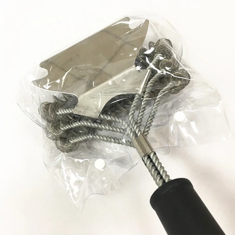 YOMDID Practical BBQ Cleaning Brush Barbecue Cleaner Three Head Spring Creative Oven Grill Cleaning Tool Brush BBQ Accessories