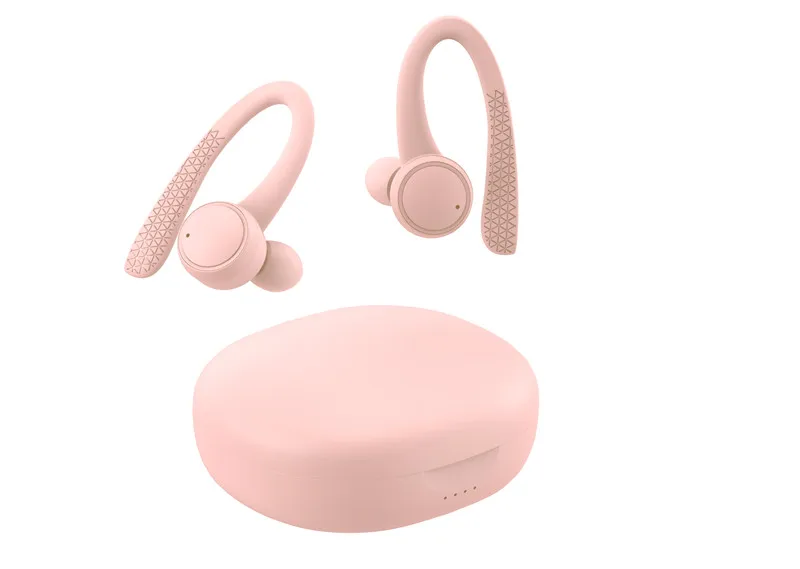 Pink Earphones True Wireless Sports Earphones Bluetooth Earbuds Running Headsets For Xiaomi For Huawei Earphones with Microphone Ear Hook - Цвет: Pink Earphones