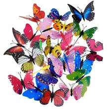 20 Pieces Garden Butterflies Stakes And 4 Pieces Dragonflies Stakes Garden Ornaments For Yard Patio Party Decorations, Totally 2