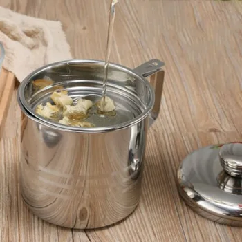 

Kitchen Oil Filter Household Pot Leakproof Stainless Steel Container Tool
