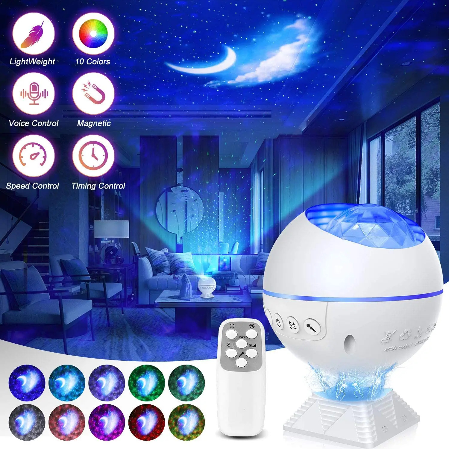 Galaxy Projector Ocean Wave Night Light Star Projector 43 Lighting Modes with Remote Control for Kids Adult Gift