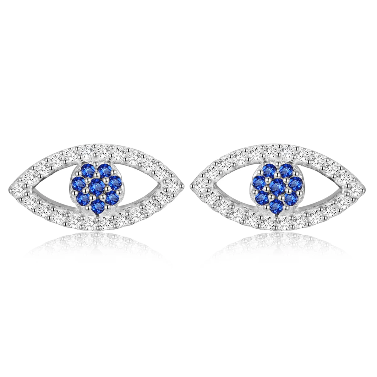 Женские серьги гвоздики KALETINE Lucky Evil Eye из стерлингового серебра 925 пробы с синим