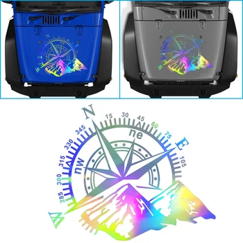 

2 Pcs NEW Mountain Compass Navigation Car Sticker Laser Compass Door Sticker Mountain Modified Decorative Body Decal