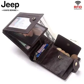 

RFID Blocking Leather Men‘s Wallet Trifold Business ID Card Holder Male Purse Coin Pouch Multi-functional Cards Wallets 2020 New
