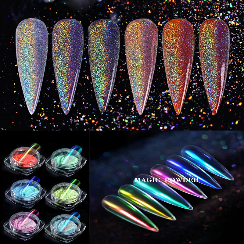 0.5g 0.2g Chameleon Nail Glitter Dust Mirror Effect Nail Art Chrome Pigment Holographic Nail Powder Nail Art Decoration