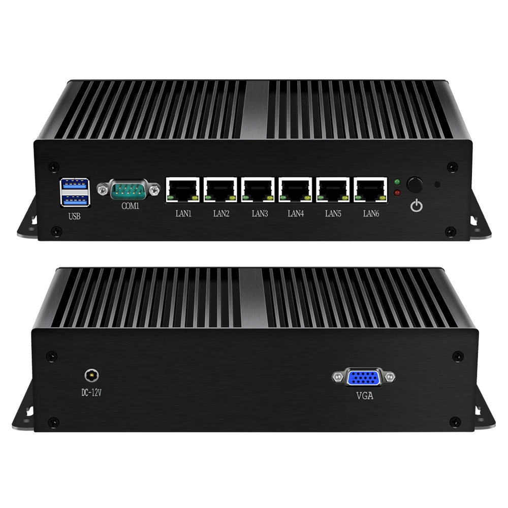 

Xcy Fanless Mini Pc Intel Core i5 7200U i3 7100U 6 LAN 211at Gigabit Ethernet 2*Usb 3.0 VGA RS232 Firewall Router PFsense Minipc