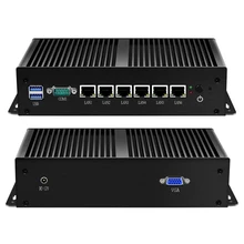 Xcy Fanless Mini PC Intel Core i5 7200U i3 7100U 6 LAN 211AT Gigabit Ethernet 2 * USB 3.0 VGA RS232 Firewall Router PFsense MiniPc(China)