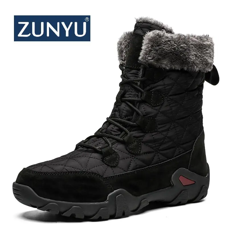 ZUNYU новые кожаные мужские ботинки зимняя обувь водонепроницаемые зимние с теплым