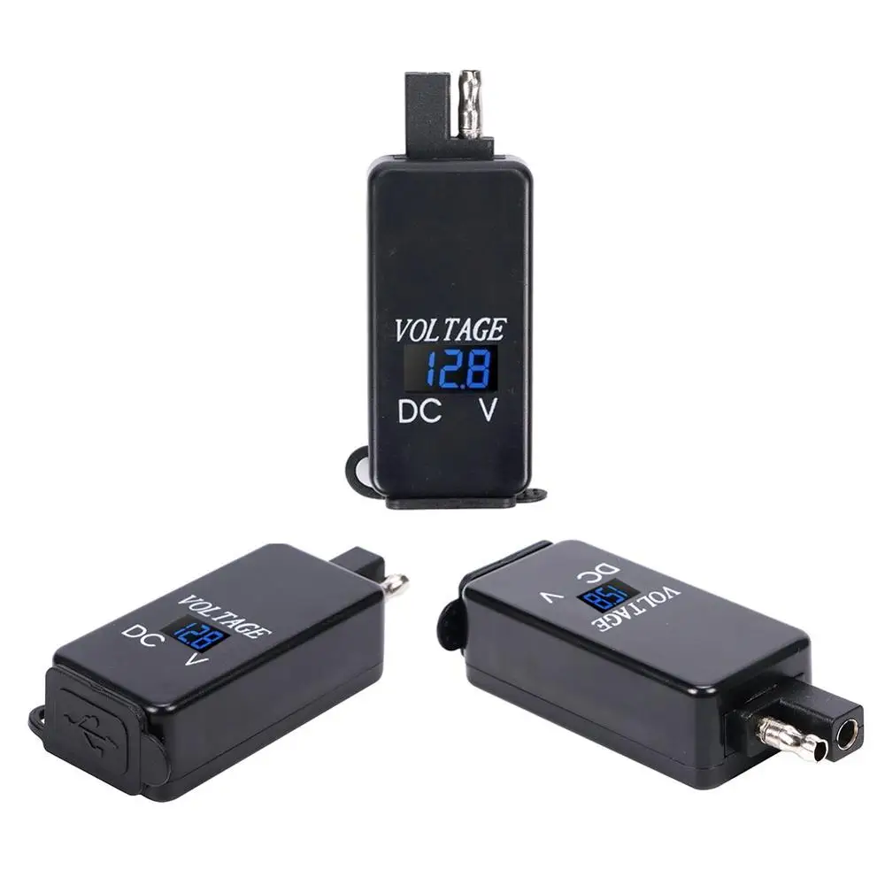 SAE к USB адаптер вольтметр мотоцикл быстроразъемный штекер Водонепроницаемый двойной зарядное устройство 2.1A и 2.1A для смартфона планшета gps