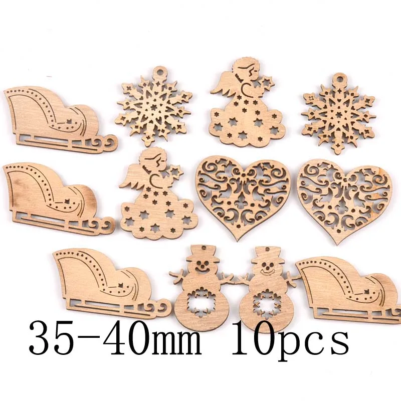 mt1845-10pcs Смешанные Рождественские Елочные подвесные украшения, деревянные украшения, натуральные деревянные поделки, домашние рождественские украшения, детские подарки M2521 - Цвет: mt1845-10pcs