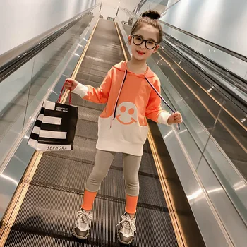 

Cuhk Children's Casual Set Cute Kids Hooded Housecoat+Skinny Leggings Two Piece Patchwork Suit Cotton Blend Toddler Girl Outfits