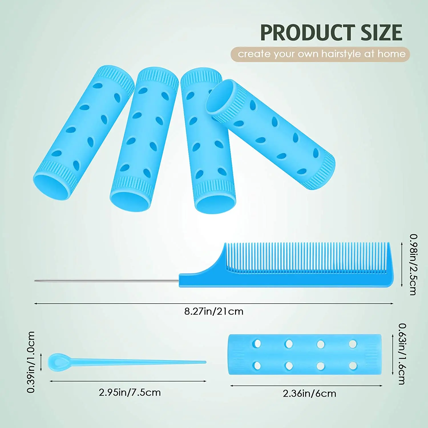 Small Size Hair Rollers Set, Includes 28 Plastic Smooth Hair Rollers 0.63 Inch/ 1.6 cm Curlers with Steel Pintail Comb