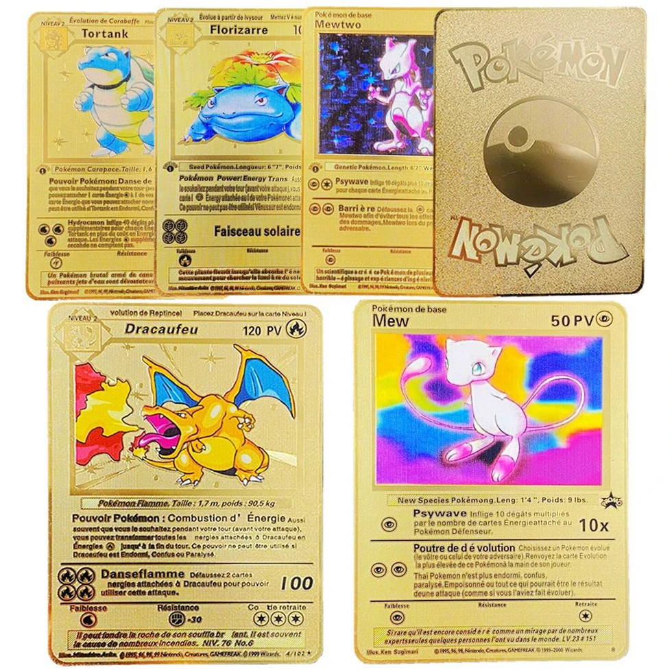 Pokemon Francaise Metal Cards Playing Game V Vmax Gold Card Display French Pokemon Charizard Pikachu Carte Collection Kids Toys Game Collection Cards Aliexpress