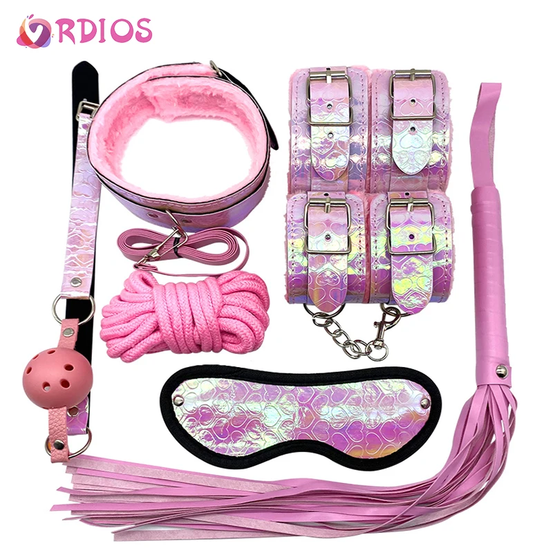 VRDIOS БДСМ секс бандаж набор эротические наручники рабский ошейник маска с кляпом