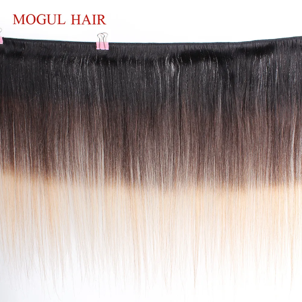 MOGUL HAIR T 1B 27 Ombre Honey Blonde Bundles Weave 3/4 Bundles Indian Straight Hair Non Remy Human Hair Extension 10-24 inch