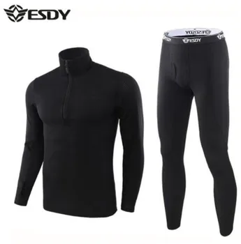 

ESDY Motorcycle Thermal Underwear Set Men Winter Quick Dry Anti-microbial Stretch Warm Base Layers Tight Long Johns Tops & Pants