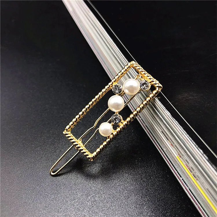 Gold rectangular Стразы из бисера, сплав, женские заколки для волос, Элегантные Заколки для девушек, заколки для волос, аксессуары для волос - Цвет: Gold rectangular