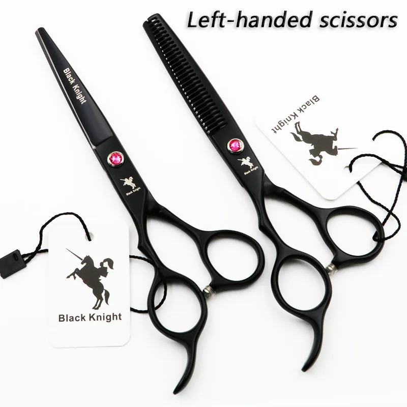 6 Inch Black Knight Professional Hair Scissors Left Handed Scissors Barber Sets Shears Hairdressing Salon Tools Black Style 5 piece left handed reverse rotation drill broken screw remover screw remover titanium plated twists drill hand tools