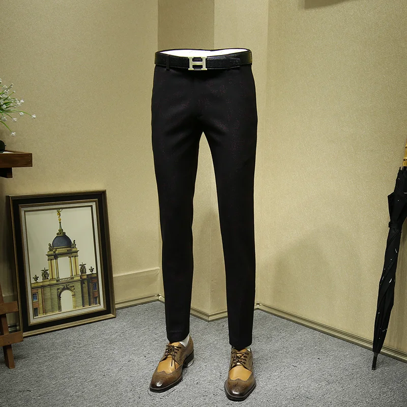 men long formal pants young man black jacquard suit pants office trousers mens dress pants slim dress pant for men plus size 36