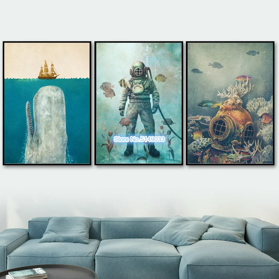 5D DIY алмазная живопись Вышивка Парусник в море морского дна Diver КИТ ремесленных