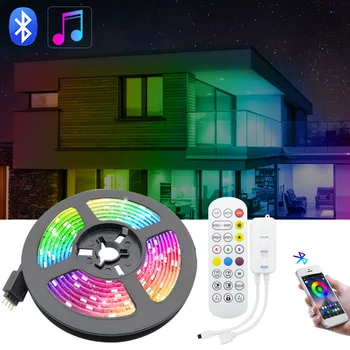 

New Upgrade Bluetooth Music LED Strip Lights 20M RGB 5050 SMD Flexible Ribbon 5M 10M 15M Waterproof RGB LED Light DC 12V Adapter