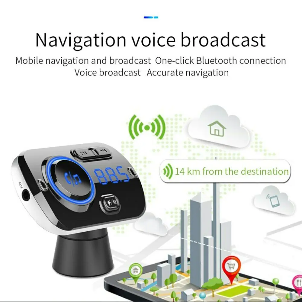 Bluetooth 5,0 fm-передатчик QC3.0 автомобильное зарядное устройство адаптер MP3-плеер двойной USB светильник для быстрой зарядки автомобильный комплект с радио/TF картой/музыкой