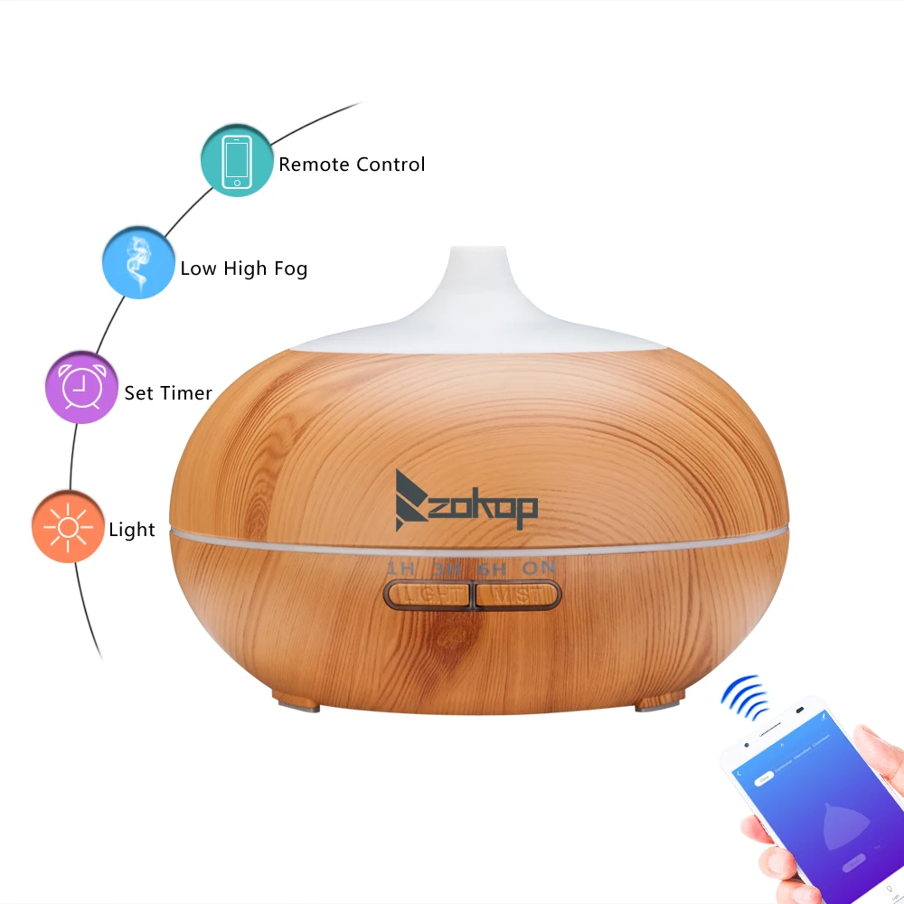 

ZOKOP 1841WF 110V 550ML RGB Aroma Diffuser night light without Controller JA55