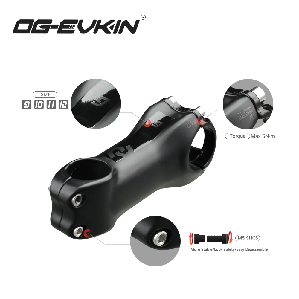 OG-EVKIN SM-005 T800 углеродный стержень 6 градусов 28,6/31,8 мм углеродный стержень для шоссейного велосипеда MTB велосипедные стебли положительные и отрицательные велосипедные части