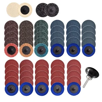 

60Pcs 2 Inch Quick Change Discs Set Sanding Discs 1/4 Inch Holder for Die Grinder Rust Paint Removal Surface Discs