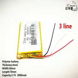 10 шт./лот 3 линии хорошего качества 3,7 V, 2000 mAH, 405070 полимерный литий-ионный/литий-ионный аккумулятор для игрушки, POWER BANK, gps, mp3, mp4