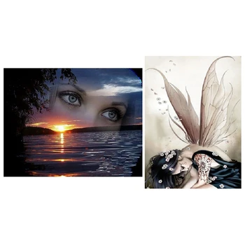 

2 Set Diamond Embroidery Painting Diamond Embroidery Diamond Cross Stitch-Sky Woman & Girl with Wings
