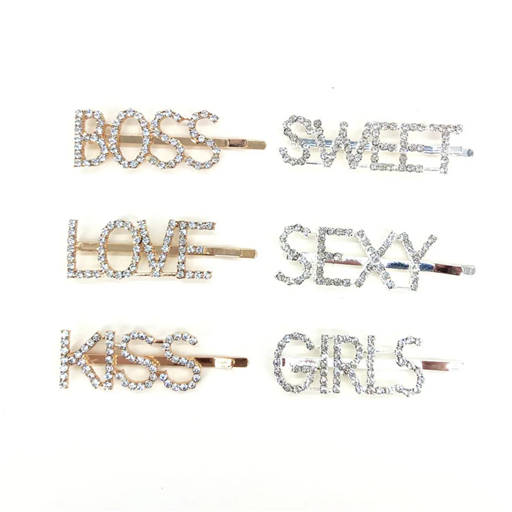 2PCS Shining SWEET LOVE SEXY Letter Hairpins Diamond Barrette Hair Clips For Girls Styling Tool Hairgrip Women Hair Accessories (17)