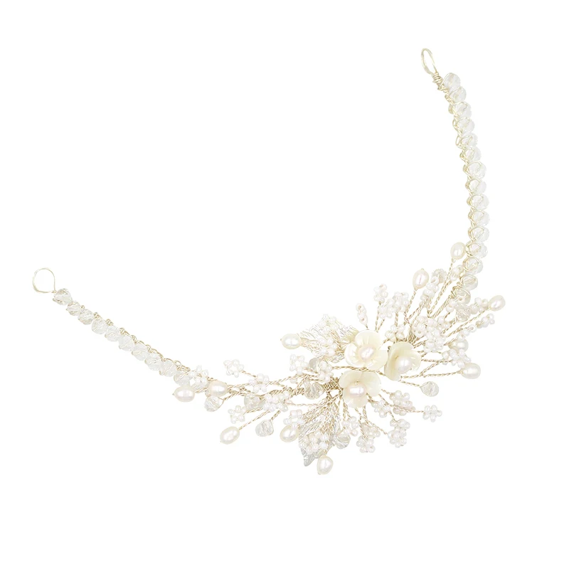 

O364-2 Lots of freshwater pearls decorated elegant bridal wedding wrist strap wrist band wedding hair accessories