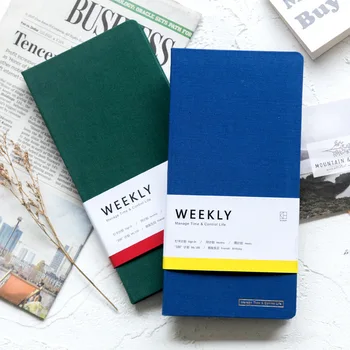 

Canvas Weekly planner A6 Agenda 2020(Jan-Dec) Planner solid color Canvas cover(hard) 88 sheets Fashionable Agenda planner