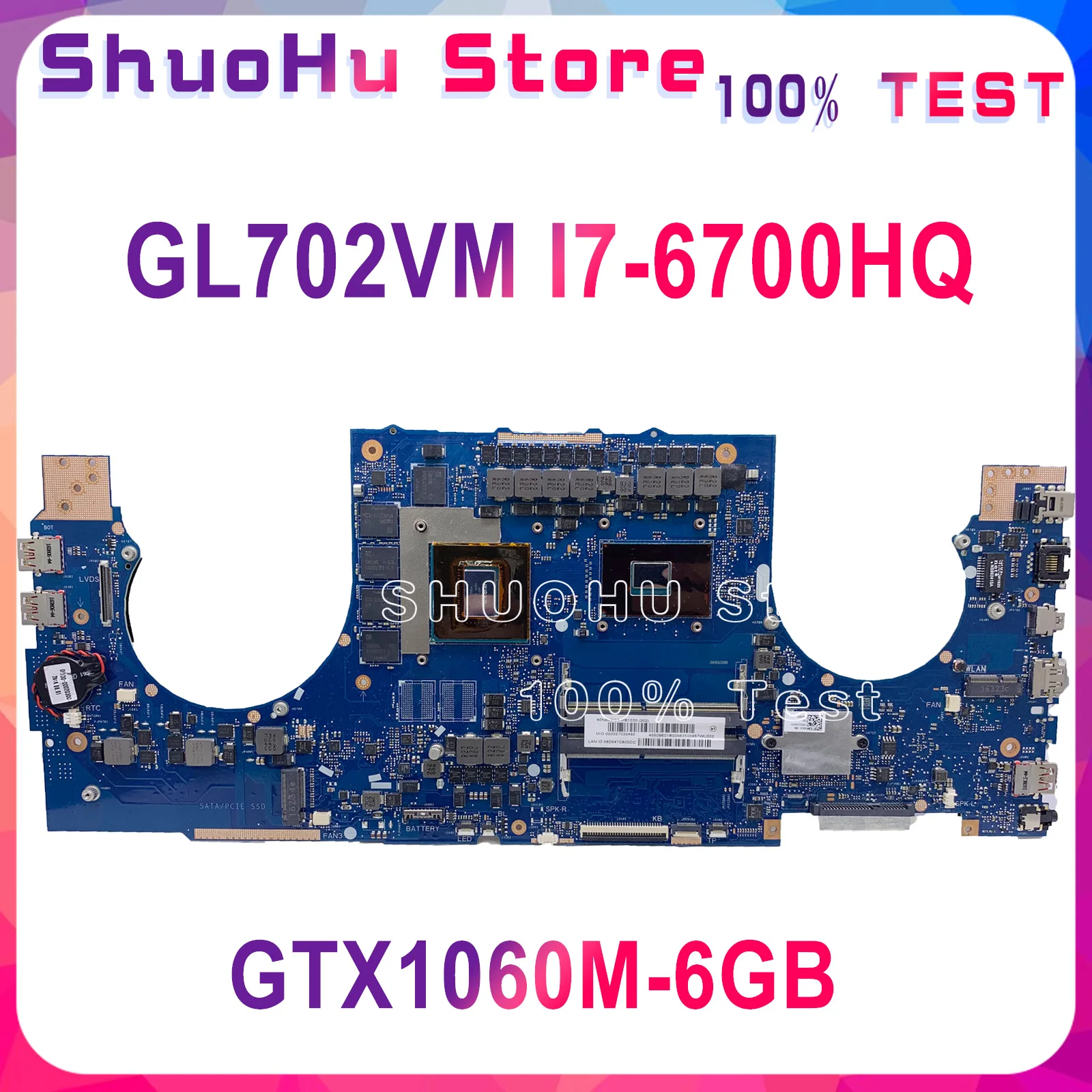 GL702VM for ASUS GL702VML GL702VMK GL702VML GL702VSK notebook motherboard CPU i7 6700HQ GTX1060M 6GB DDR4 100% test work