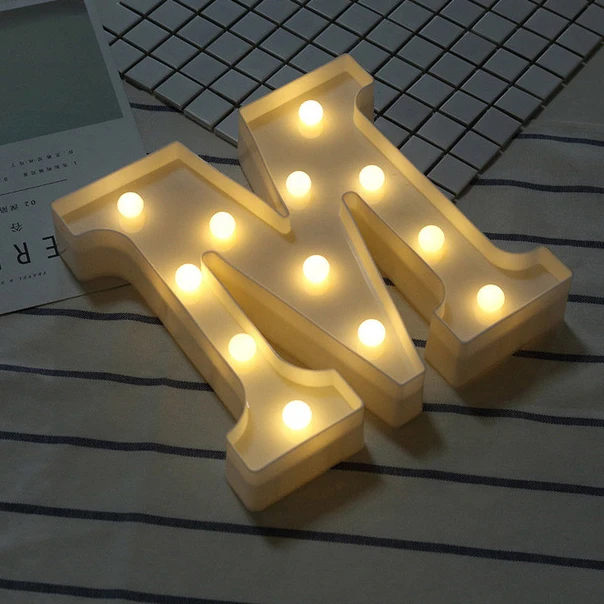 M DIY 26 английские буквы светодиодный ночной Светильник Marquee знак Алфавит 3D настенный ночной Светильник домашняя одежда для свадьбы, дня рождения Декор - Цвет: M
