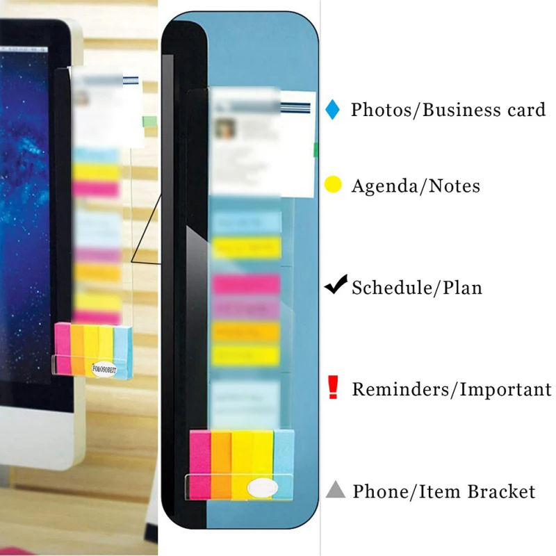 

Computer Display Screen Sticker Adhesive Sticky Notes PC Phone Holder Bookmark Notes Monitors for Message Board Office Supplies