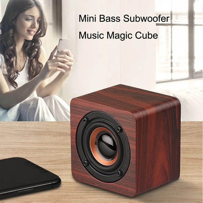 Деревянный Мини беспроводной Bluetooth динамик HIFI стерео Бас маленький стерео домашний кинотеатр сабвуфер динамик