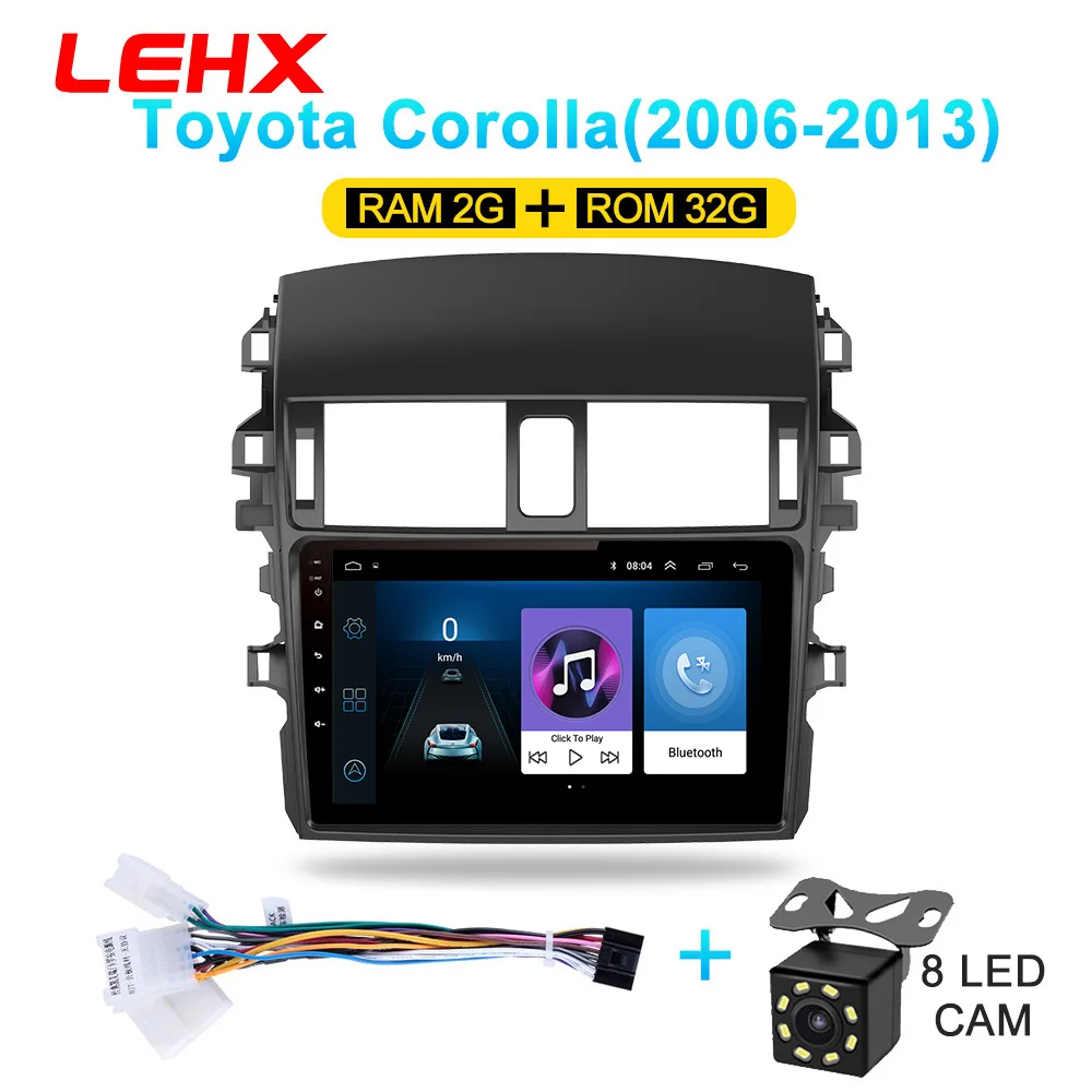 LEHX автомобильный Android 8,1 Радио мультимедийный плеер навигация gps для Toyota Corolla E140/150 2006 2007-2013 навигация wifi - Цвет: LE932A-CAM