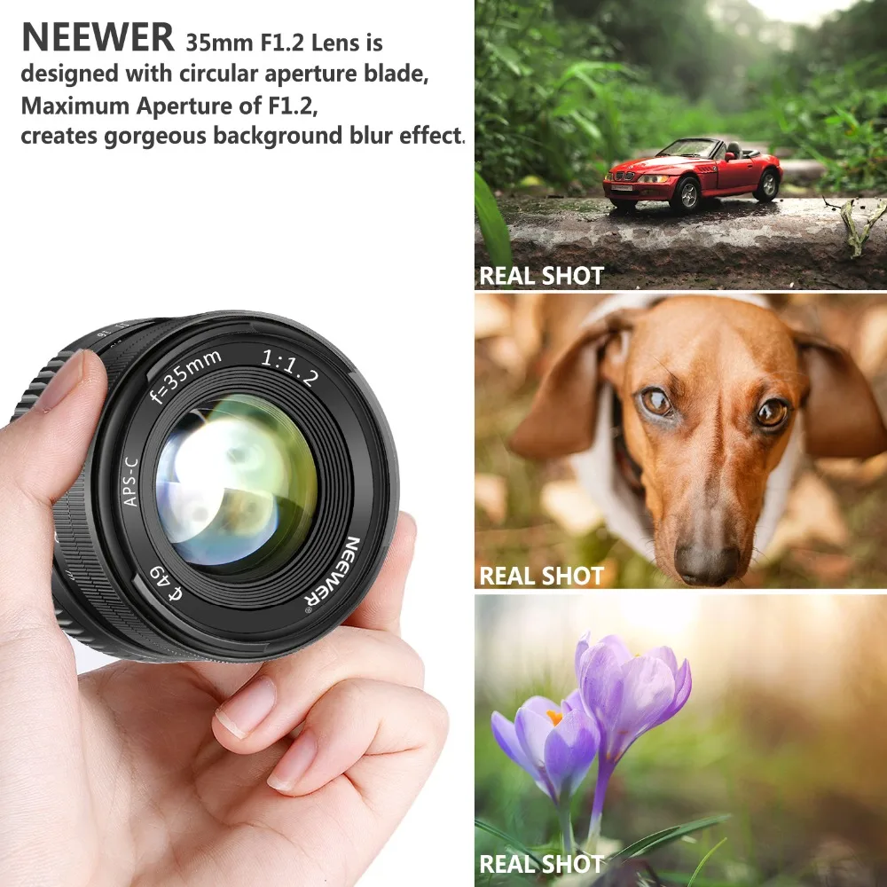 Neewer 35mm f/1.2 Large Aperture Aluminum Wide Angle Lens Manual Focus Prime Fixed APS-C Lens suitable for Olypums Panasonic