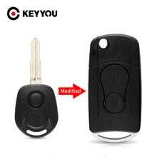 Keyyou 2 botões modificado flip dobrável remoto caso chave do carro para ssangyong actyon kyron rexton caso escudo chave em branco sem corte lâmina