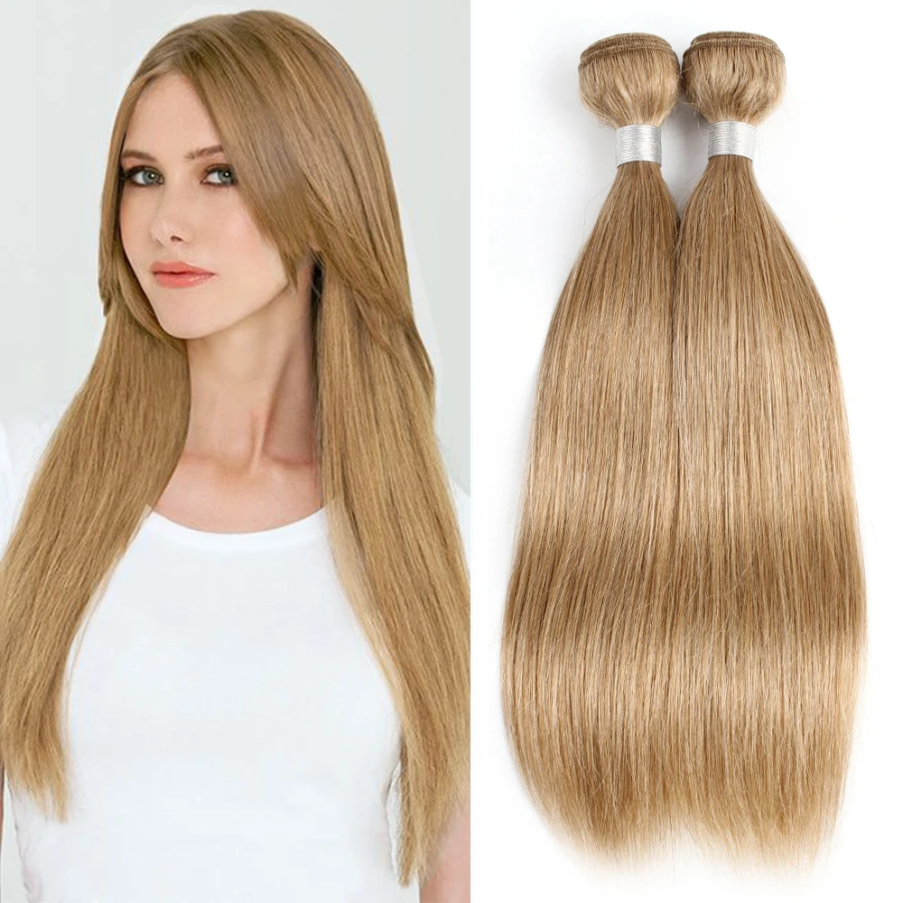 MOGUL HAIR Color 27 Honey Blonde Silky Straight Bundles Light Fashion Color Indian Straight Hair Weave Remy Human Hair Extension