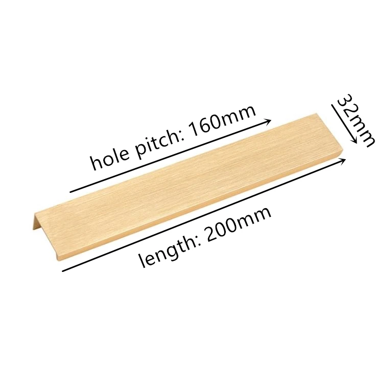 LCH золото цельный алюминиевый сплав флеш-ручки расстояние между отверстиями 32 мм до 192 мм розовая золотая для шкафа Ручка для ящика - Цвет: 160mm g