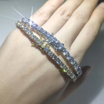 

4/5/6MM 7"-9" Hip Hop Bling Ice Out Gold Color Stainless Steel 1 Row Tennis Chain Bracelets for Women Men Fashion Jewelry