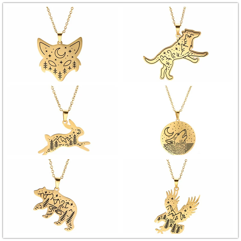 Шикарный пейзаж крутой лиса медведь Леопард волк заявление ожерелье для мужчин