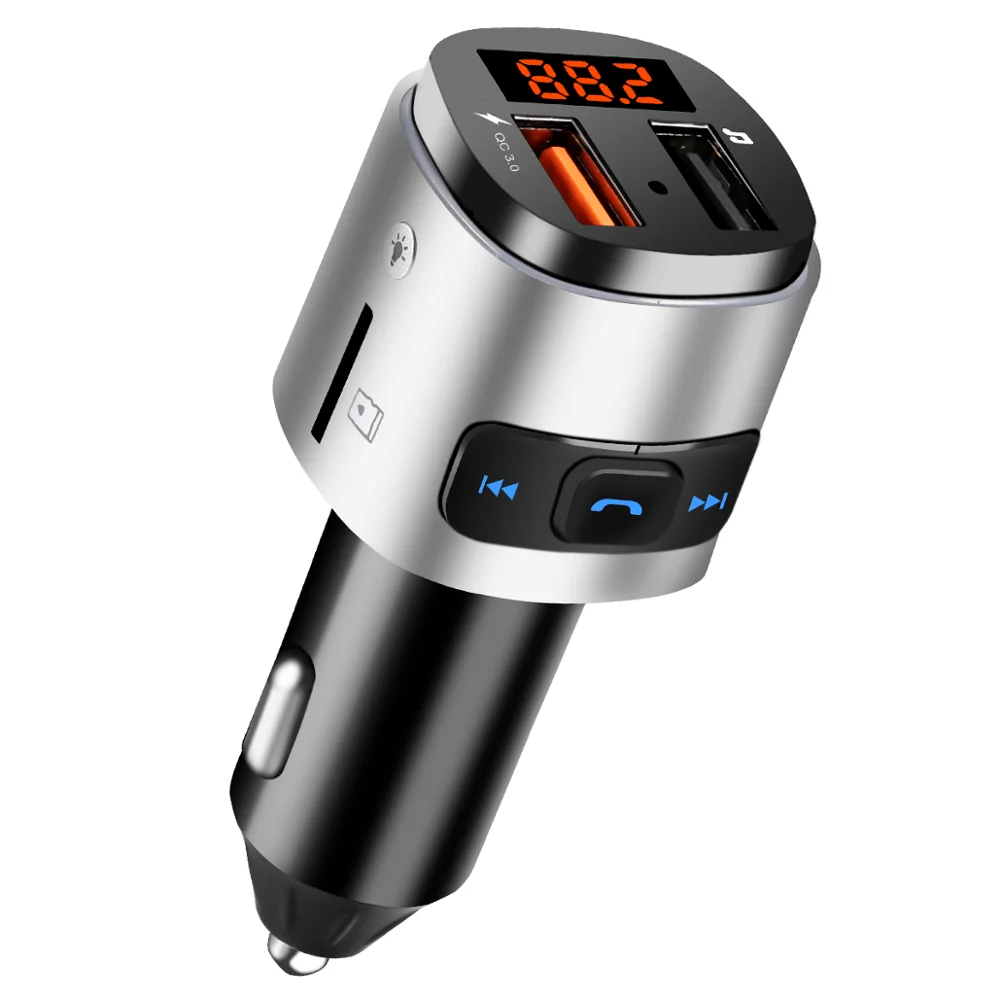 Беспроводной Bluetooth fm-передатчик Громкая связь вызов автомобильное зарядное устройство MP3 плеер для автомобиля два порта usb с быстрым зарядным устройством для смартфонов