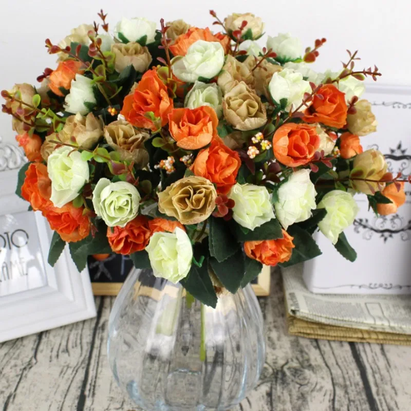 21 голов элегантный красивый Европейский искусственных роз моделирования