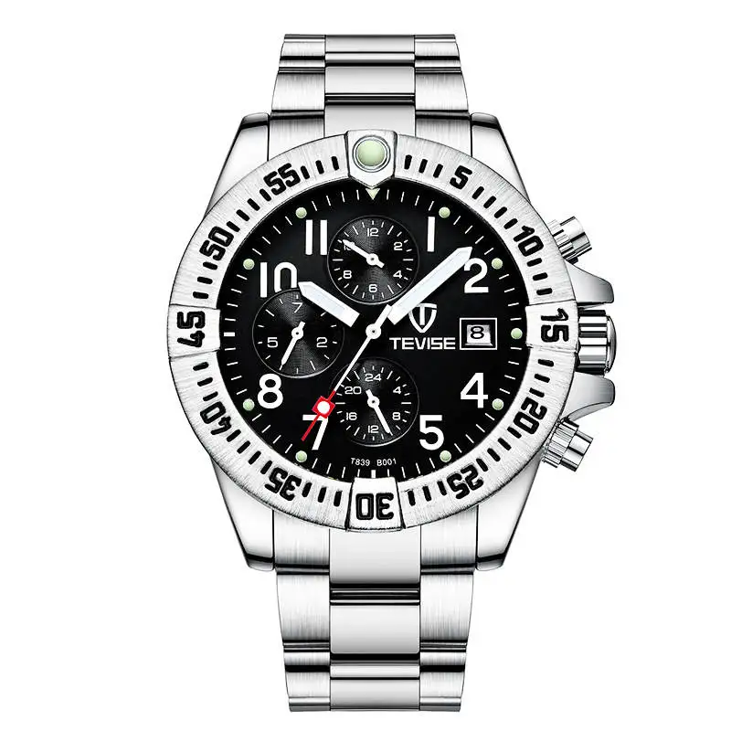 

Mens Watches Top Luxury Brand TEVISE Stainless Steel Mechanical Mens Wristwatch Date Waterproof Male Clock Relogio Masculino
