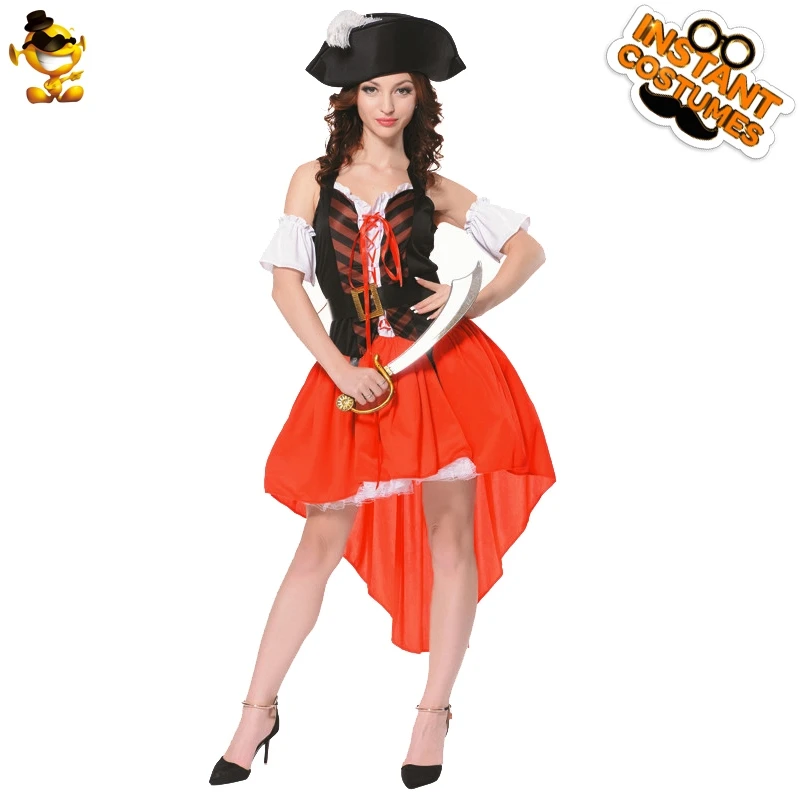 

Womens Pirate Dress Halloween Costumes Adult Sexy Lacing Skirt Cosplay Fancy Dress Royal Princess Party Costume