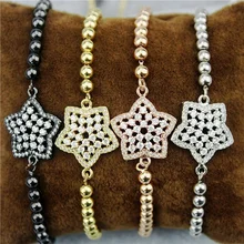 Регулируемый 10 шт./лот Мода cz браслет, кубический циркон звезды Шарм, ювелирные изделия браслеты ручной работы дешево